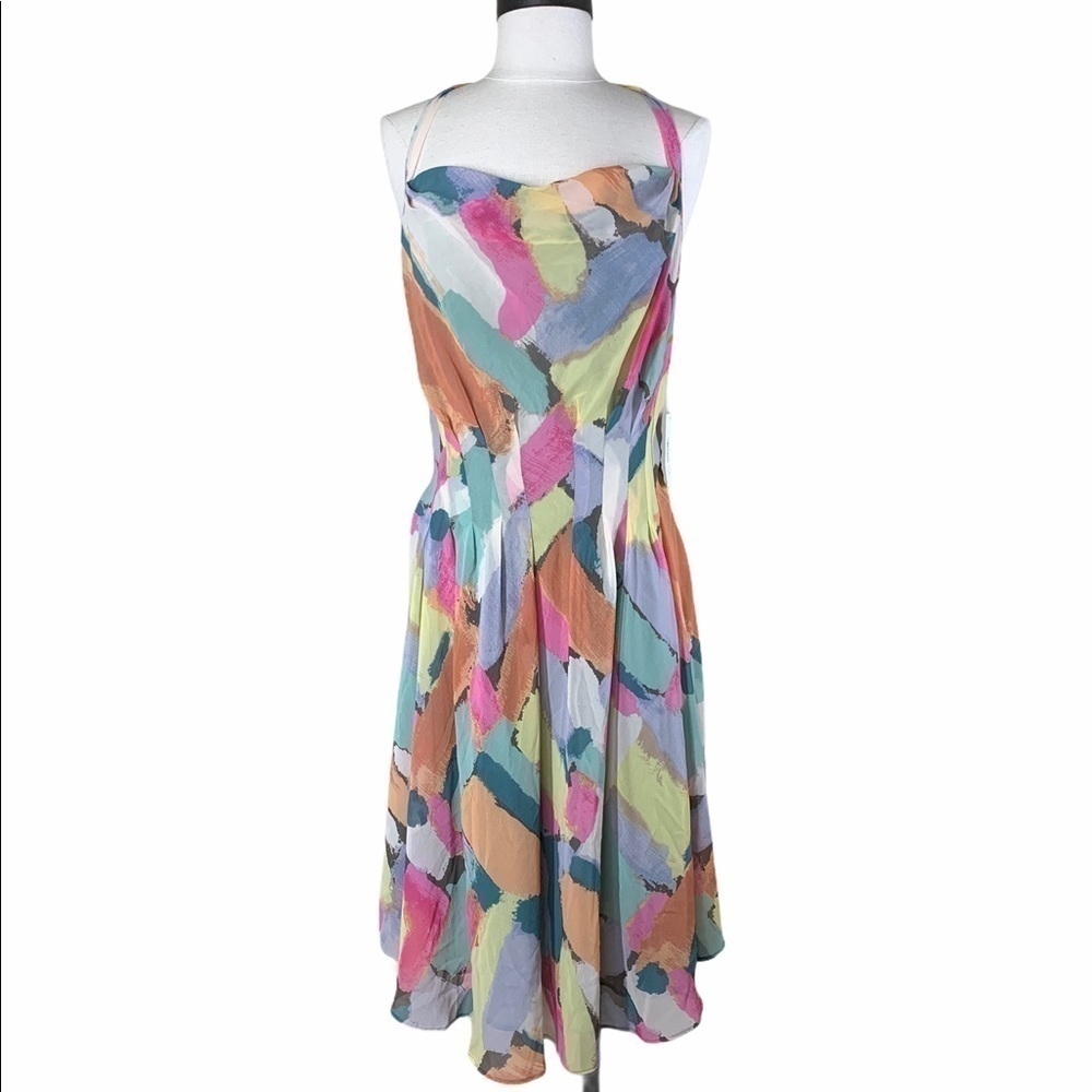 Rachel Roy floral water color halter dress size 12 NWT